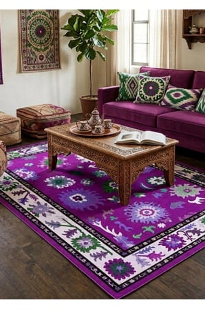 Dijital Baskı Pamuk Dokuma Kaymaz Taban Salon Halısı – Antre, Koridor ve Oda İçin