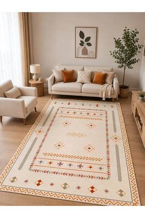 Dijital Baskı Pamuk Dokuma Kaymaz Taban Salon Halısı – Antre, Koridor ve Oda İçin