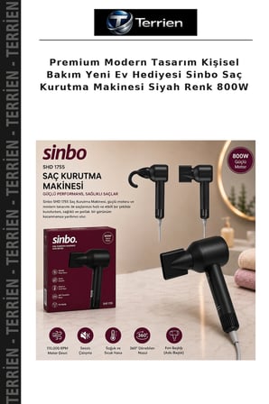 Premium Modern Tasarım Kişisel Bakım Yeni Ev Hediyesi Sinbo Saç Kurutma Makinesi Siyah Renk 800W