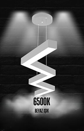 Zigzag ( Gri Kasa, Beyaz Işık ) Ledli Modern Led Avize, Salon, Mutfak, Oturma Yatak Odası, Sarkıt