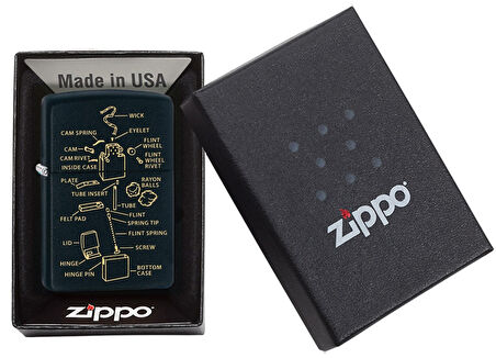 Anatomy Of Zippo Lighter Black Matte Dizayn Çakmak