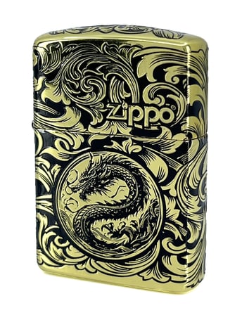 zippo armor® dragon & arabesque 360° multi cut deep carve black - epoxy infill dizayn özel seri çakmak