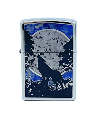 Zippo Wolf Moon Tree - High Polish Chrome Dizayn Çakmak
