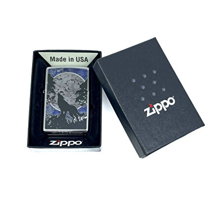 Zippo Wolf Moon Tree - High Polish Chrome Dizayn Çakmak