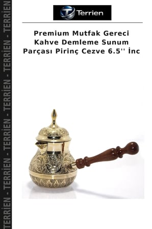 Premium Mutfak Gereci Kahve Demleme Sunum Parçası Pirinç Cezve 6.5'' İnc