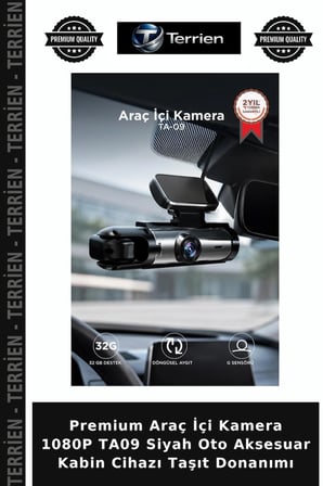 Premium Araç İçi Kamera 1080P TA09 Siyah Oto Aksesuar Kabin Cihazı Taşıt Donanımı