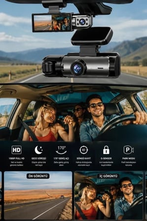 Premium Araç İçi Kamera 1080P TA09 Siyah Oto Aksesuar Kabin Cihazı Taşıt Donanımı