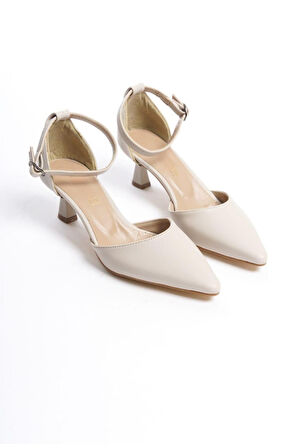 Kadın Bej Alçak Stiletto İnce Topuklu ayakkabı