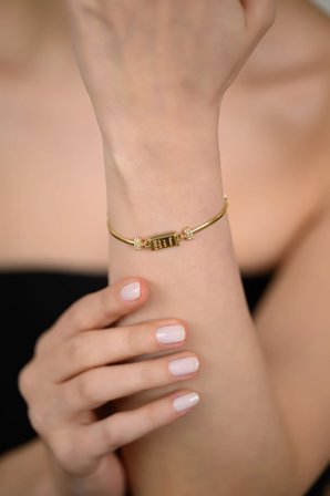 14 Ayar Altın Külçe Figürlü Bileklik