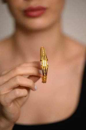 14 Ayar Altın Çok Sıralı Modern Kelepçe
