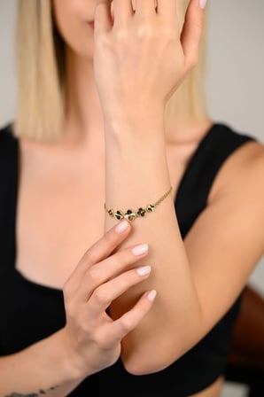 Fiorenza Çoklu Yonca Motifli 14 Ayar Altın Bileklik