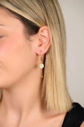 Tuğralı Sallantılı 14 Ayar Altın Küpe