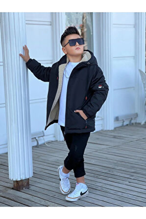 Erkek Çocuk Kapüşonlu İçi Kürklü Mont KM3050