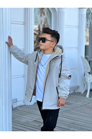 Erkek Çocuk Kapüşonlu İçi Kürklü Mont KM3050