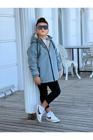 Erkek Çocuk Kapüşonlu İçi Kürklü Mont KM3050