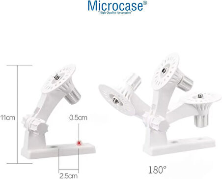 Microcase 3M Yapışkan veya Vida Monteli 1/4 Vida Girişli 180 Derece Döner Başlıklı Web kamera Bebek Kamerası Tutucu Stand Siyah - AL5014