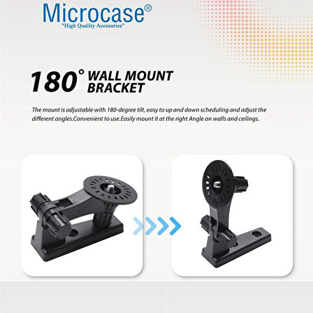 Microcase 3M Yapışkan veya Vida Monteli 1/4 Vida Girişli 180 Derece Döner Başlıklı Web kamera Bebek Kamerası Tutucu Stand Siyah - AL5014