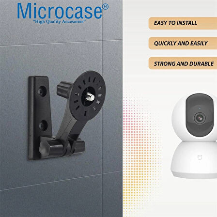 Microcase 3M Yapışkan veya Vida Monteli 1/4 Vida Girişli 180 Derece Döner Başlıklı Web kamera Bebek Kamerası Tutucu Stand Siyah - AL5014