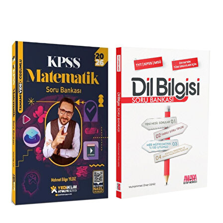 Yediiklim Yayınları 2026 KPSS Matematik Atölye ve AKM Dil Bilgisi Soru Bankası Seti 2 Kitap