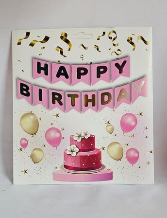 Özel Üretim Eğlenceli Doğum Günü Neşeli HAPPY BIRTHDAY PEMBE GÜMÜŞ VARAKLI BANNER
