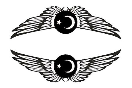 Ayyıldızlı Kanat Oto Yan Cam Sticker 20 x 5 cm Sağ/Sol 2 Adet