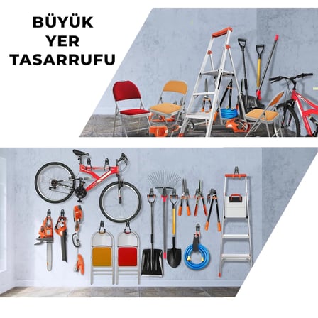 Microcase Çok Amaçlı Kaymaz PVC Kaplamalı Metal Askılık Ağır Yük Askısı Depo Garaj Bahçe Siyah 3 Adet - AL5875