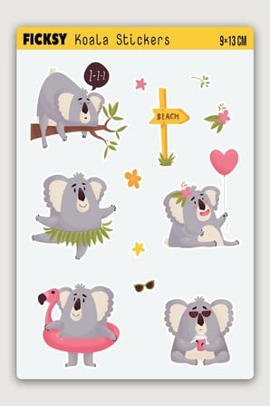 Sevimli Koala Sticker Seti - 12 Adet Etiket Çıkartma