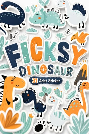 Sevimli Dinozor Sticker Seti - 31 Adet Etiket Çıkartma