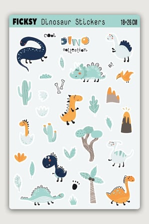 Sevimli Dinozor Sticker Seti - 31 Adet Etiket Çıkartma