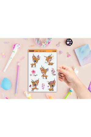 Sevimli Yavru Geyik Sticker Seti - 8 Adet Etiket Çıkartma
