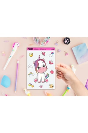 Unicorn Tek Boynuzlu At Sticker Seti - 11 Adet Etiket Çıkartma