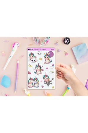 Unicorn Tek Boynuzlu At Sticker Seti - 15 Adet Etiket Çıkartma