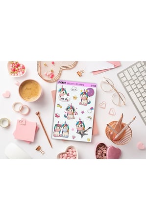 Unicorn Tek Boynuzlu At Sticker Seti - 15 Adet Etiket Çıkartma