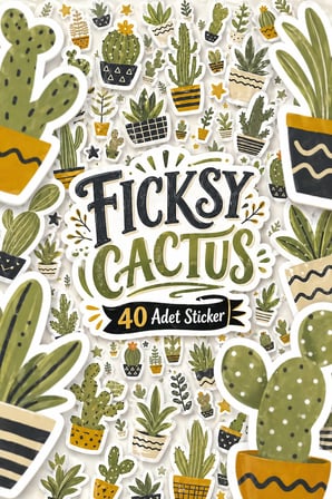 Kaktüs Sticker Seti - 40 Adet Etiket Çıkartma