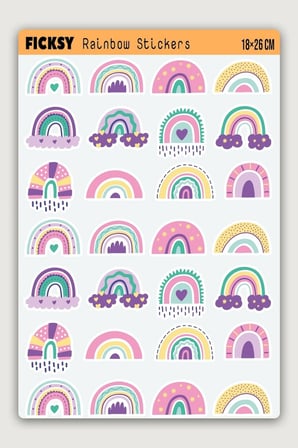 Gökkuşağı Sticker Seti - 28 Adet Etiket Çıkartma