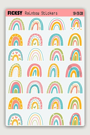 Gökkuşağı Sticker Seti - 28 Adet Etiket Çıkartma