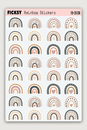 Gökkuşağı Sticker Seti - 32 Adet Etiket Çıkartma