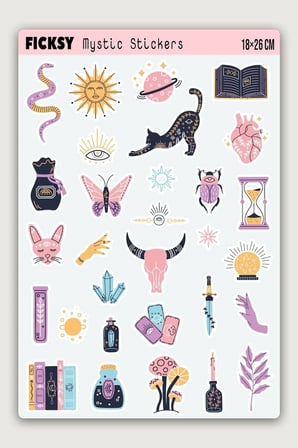 Mistik Sticker Seti - 30 Adet Etiket Çıkartma