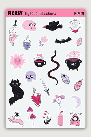 Mistik Sticker Seti - 25 Adet Etiket Çıkartma