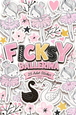 Sevimli Küçük Balerin Sticker Seti - 25 Adet Etiket Çıkartma