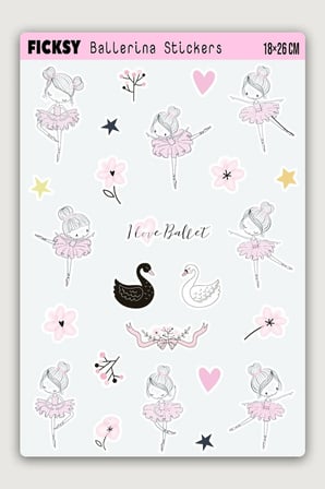 Sevimli Küçük Balerin Sticker Seti - 25 Adet Etiket Çıkartma