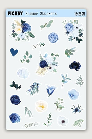 Çiçek Sticker Seti - 27 Adet Etiket Çıkartma