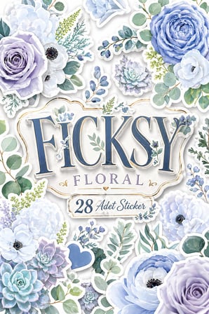 Çiçek Sticker Seti - 28 Adet Etiket Çıkartma