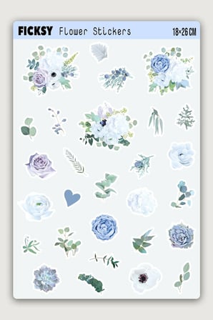Çiçek Sticker Seti - 28 Adet Etiket Çıkartma