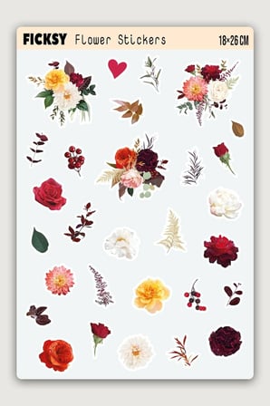Çiçek Sticker Seti - 29 Adet Etiket Çıkartma
