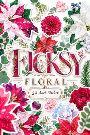 Çiçek Sticker Seti - 29 Adet Etiket Çıkartma