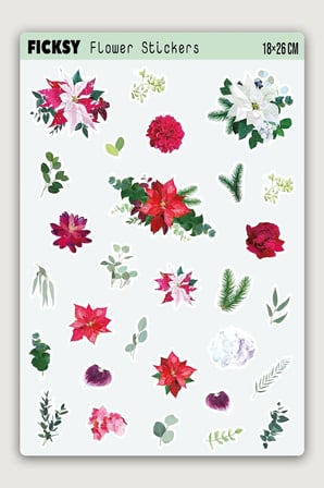 Çiçek Sticker Seti - 29 Adet Etiket Çıkartma