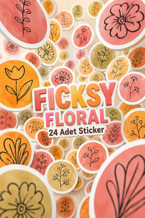 Çiçek Sticker Seti - 24 Adet Etiket Çıkartma