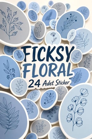 Çiçek Sticker Seti - 24 Adet Yuvarlak Etiket Çıkartma