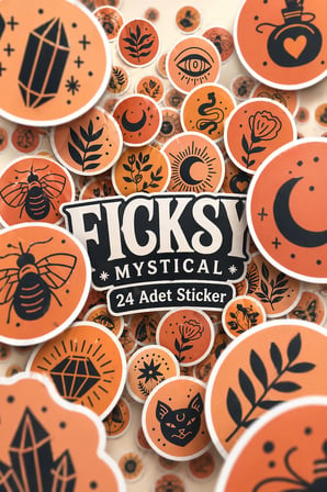 Mistik Sticker Seti - 24 Adet Yuvarlak Etiket Çıkartma